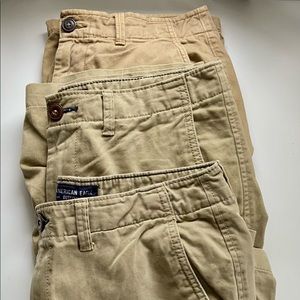 3 PACK OF MENS AE KHAKI SHORTS